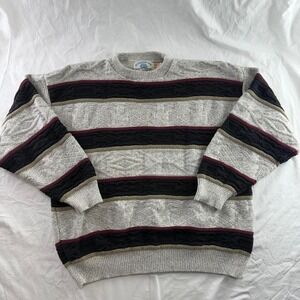 Vtg Hampton Bay Trading Company Textured Knit Crewneck Sweater Sz L Grandpacore